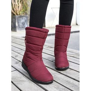Womens Burgundy Mid Calf Winter Thermo Tex Thermal Snow Boots Size 5.5